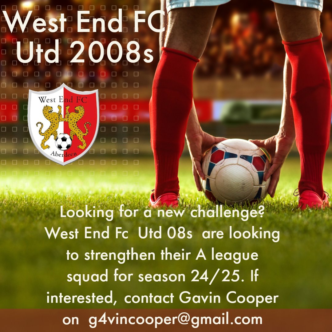 west_endfc's tweet photo. Looking for a new challenge? West End Fc  Utd 08s  are looking to strengthen their A league squad for season 24/25. If interested, contact Gavin Cooper on  g4vincooper@gmail.com https://t.co/sGgXnH8QR6