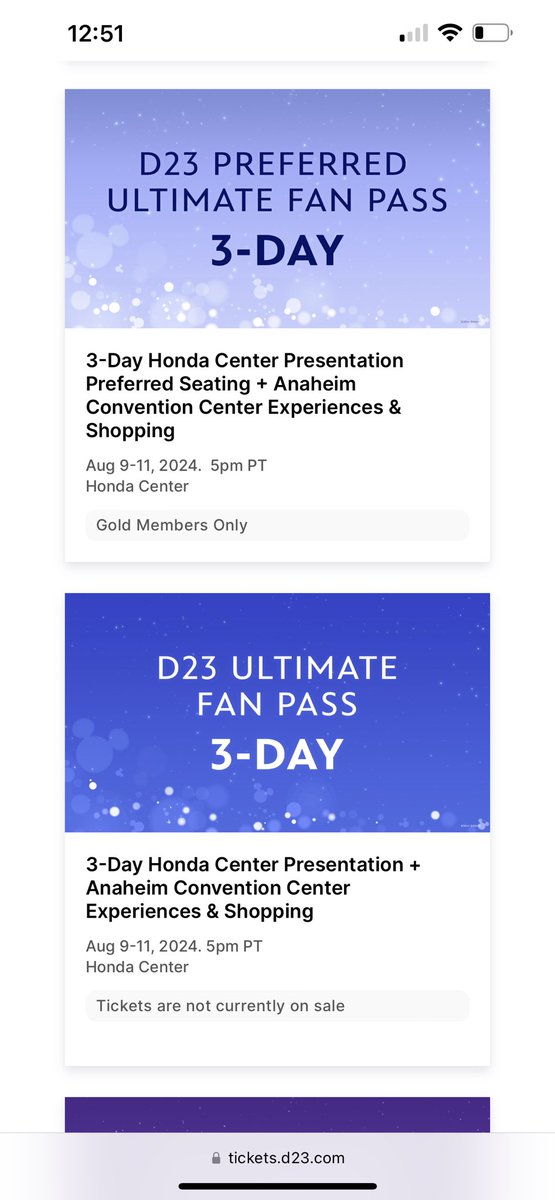 juncem's tweet photo. @DisneyD23 Third day of the same problem, not being able to click on anything to make my ticket purchase. WHY DO I PAY FOR A GOLD MEMBERSHIP? https://t.co/HeATSJR8Y1