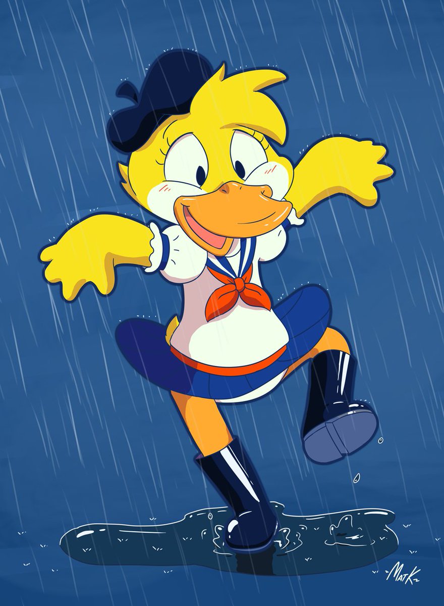 I still adore this Pluie art @MattheRabbit did a while ago! Look at her splash in the rain puddles!