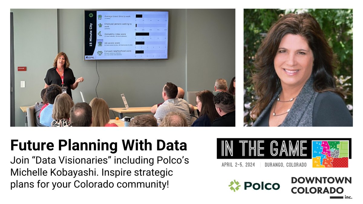 Polco Principal Research Strategist Michelle Kobayashi returns to @downtowncolo, In The Game Vibrant Downtowns Annual Conference. #LocalGovs can learn how to plan better with data and create thriving downtowns for decades to come. Register now: downtowncoloradoinc.org/2024/04/02/163…
