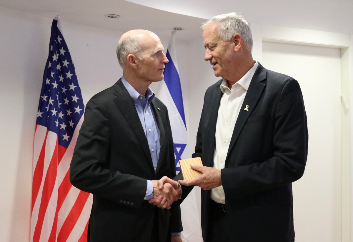 I met today with long-standing friend of Israel, Republican Senator @ScottforFlorida. I told him that I know Israel has many allies in Washington D.C and friends across America, and the efforts of extremists seeking to undermine our partnership will not prevail in breaking our