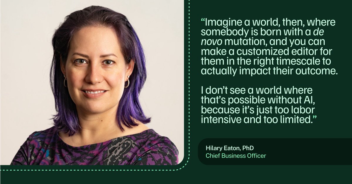 ICYMI, our Chief Business Officer @HilaryEaton14 discussed how our #GenAI platform will transform drug discovery and development, starting with #CRISPR gene editing. Check out the full article in @endpts 👇 endpts.com/if-you-could-h…