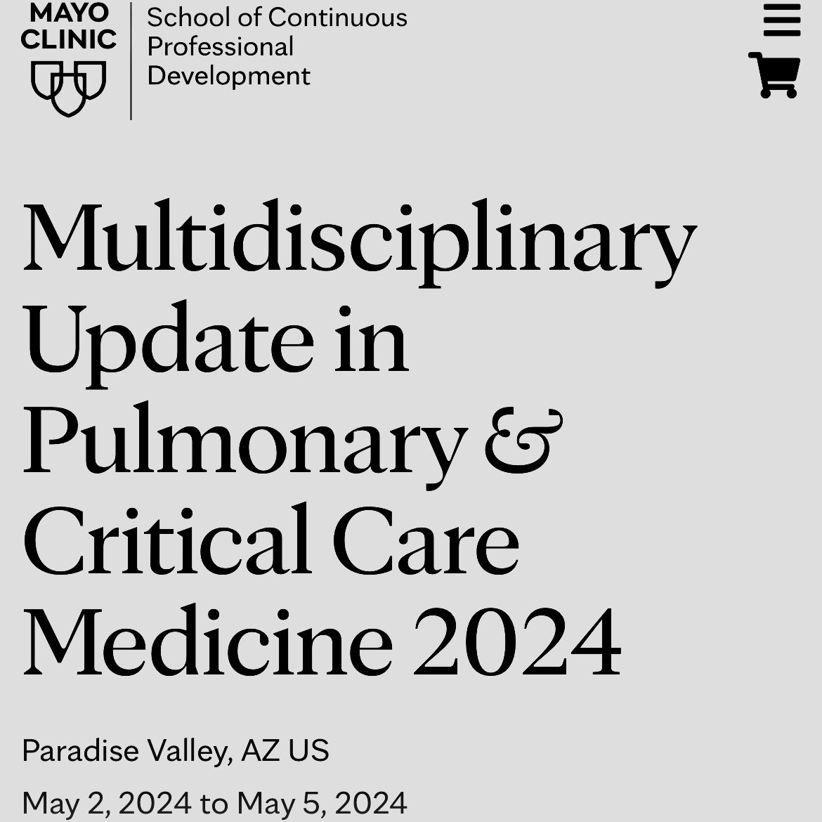 Join @MayoPCCM faculty in Paradise Valley, AZ on May 2-5, 2024. Highlights include clinical updates in PCCM and Sleep Medicine. #MedEd Register here: ce.mayo.edu/pulmonary-medi…