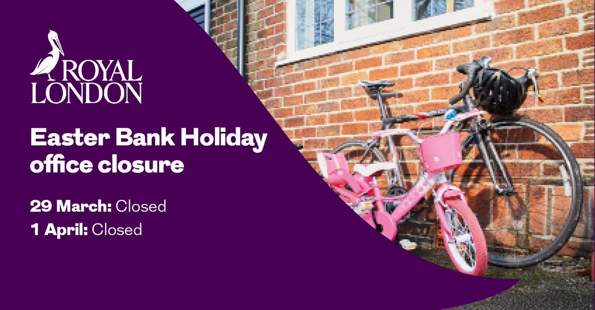 During the Easter Bank Holiday weekend, our offices will be closed. We will reopen as normal on Tuesday 2 April 2024. You can use our help form to submit your query and our team will pick this up when our offices reopen: royallondon.com/forms/help-for…