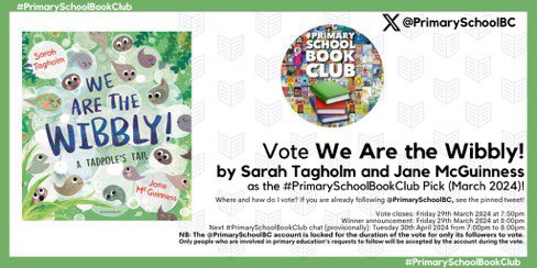 OH MY CRIKEYS! 

WE ARE THE WIBBLY is up for #PrimarySchoolBookClub March 2024 🐸💚🐸💚🐸💚🐸💚🐸💚🐸

Please go to @PrimarySchoolBC and vote for us using the pinned tweet! 🐸