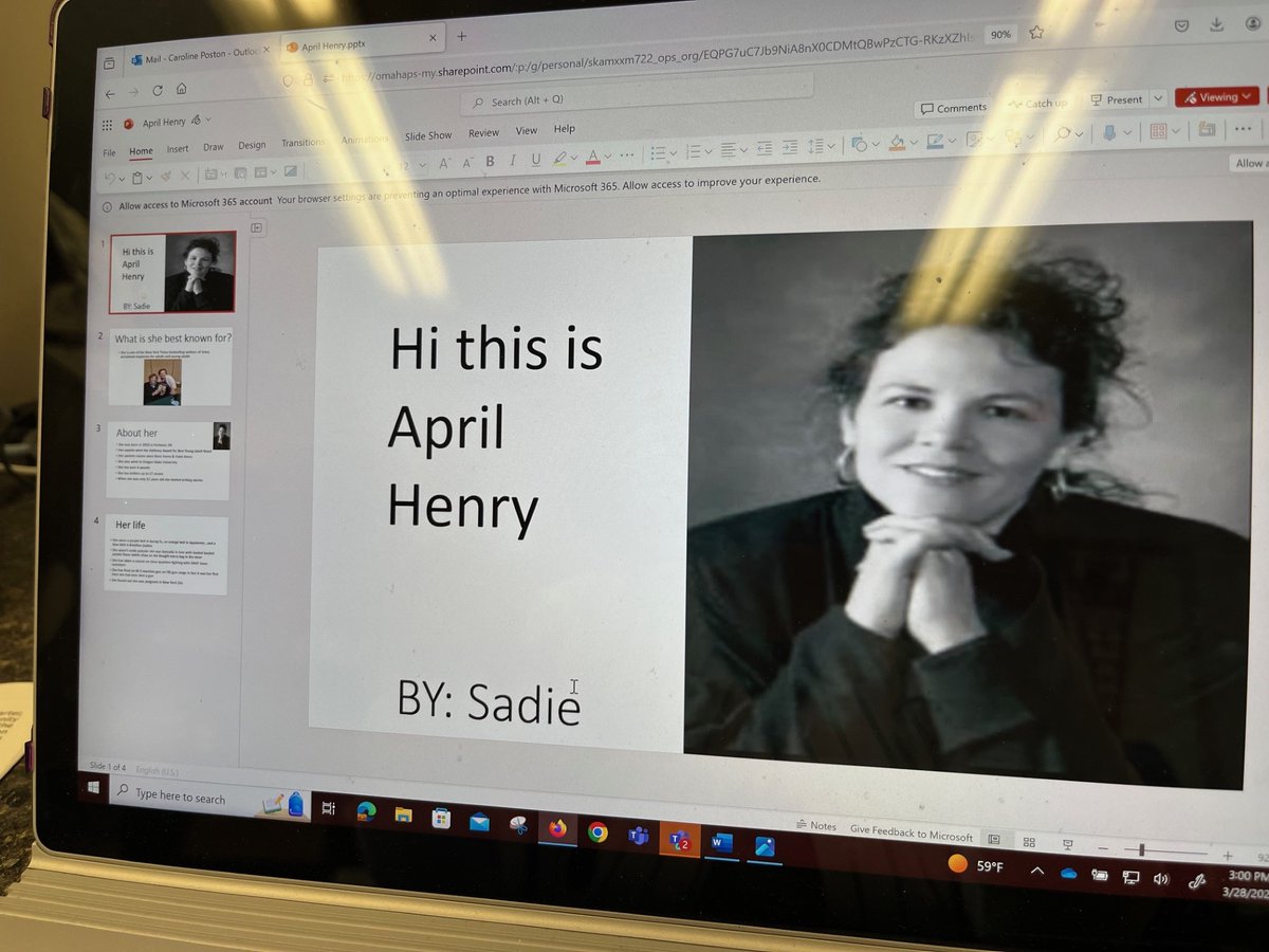 After having <a href="/aprilhenrybooks/">April Henry</a> visit our school last week... one of our great 6th grade library kiddos sent me this PPT she made.  What a great experience for this girl to get to see an author of books that she is reading in real life!  An impact has been made! #MortonReads 📚