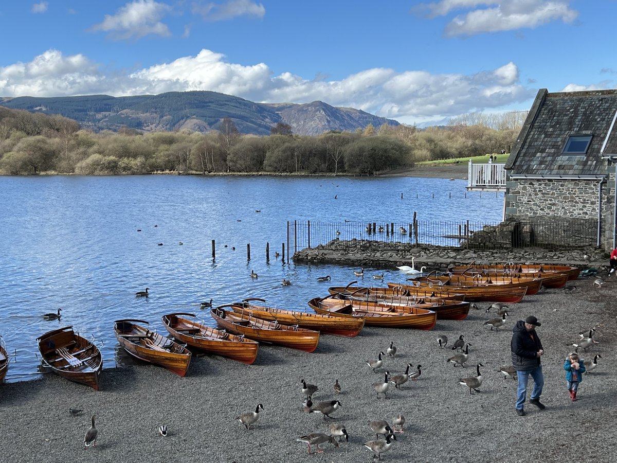 Keswick, this lunchtime: rowing boats back out for the season (or possibly just the Easter long weekend). Enjoy! #LakeDistrict