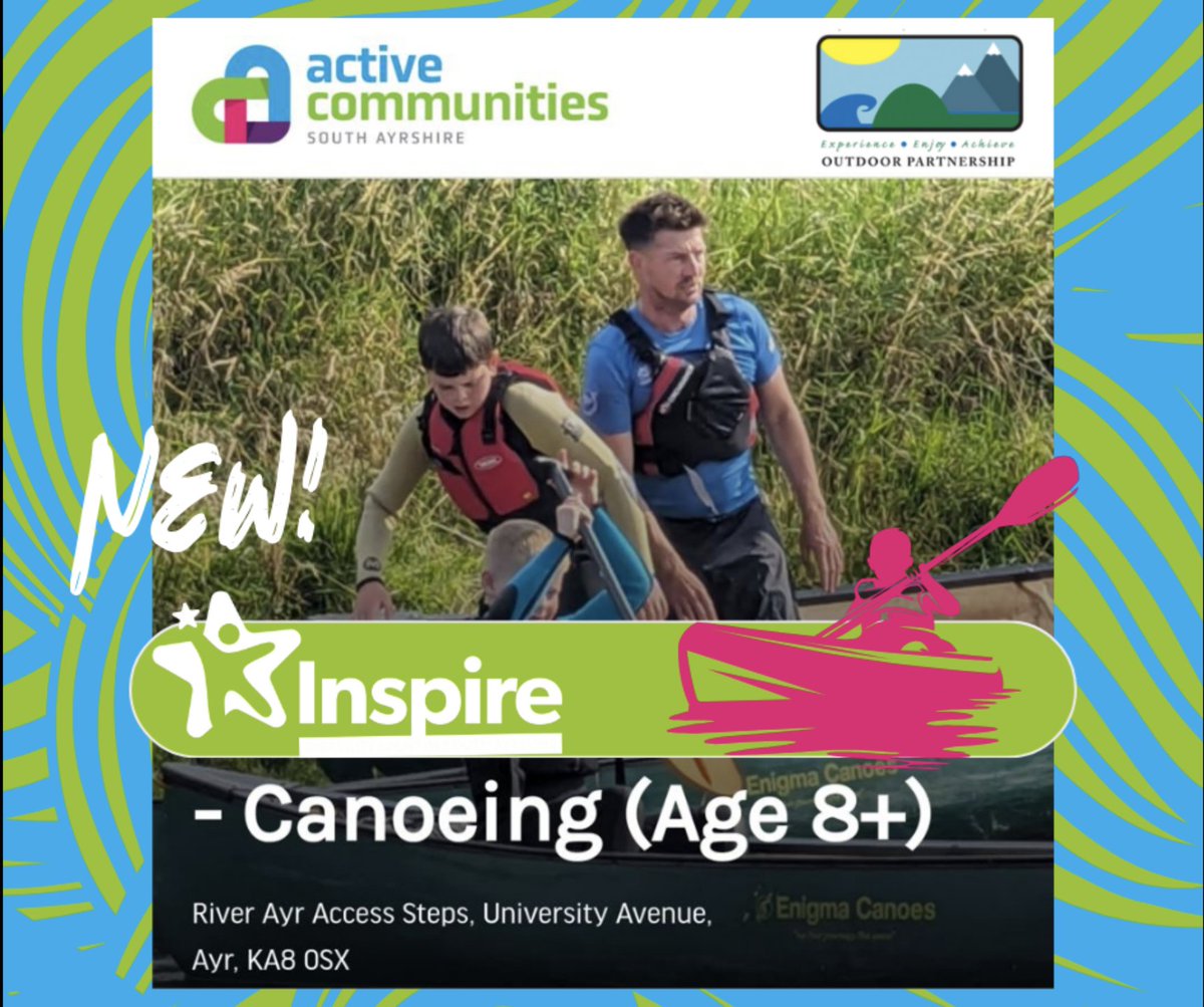 With the support of The Outdoor Partnership Ayr, we pleased to offer Inspire watersports sessions on Tuesday 2nd April - click the links for more info... 10.00 shorturl.at/rRU57 13.00 shorturl.at/kqFMN @ZebrasSpotty @NHSaaa_SA_CLDT @invergarven @SouthcraigScho1