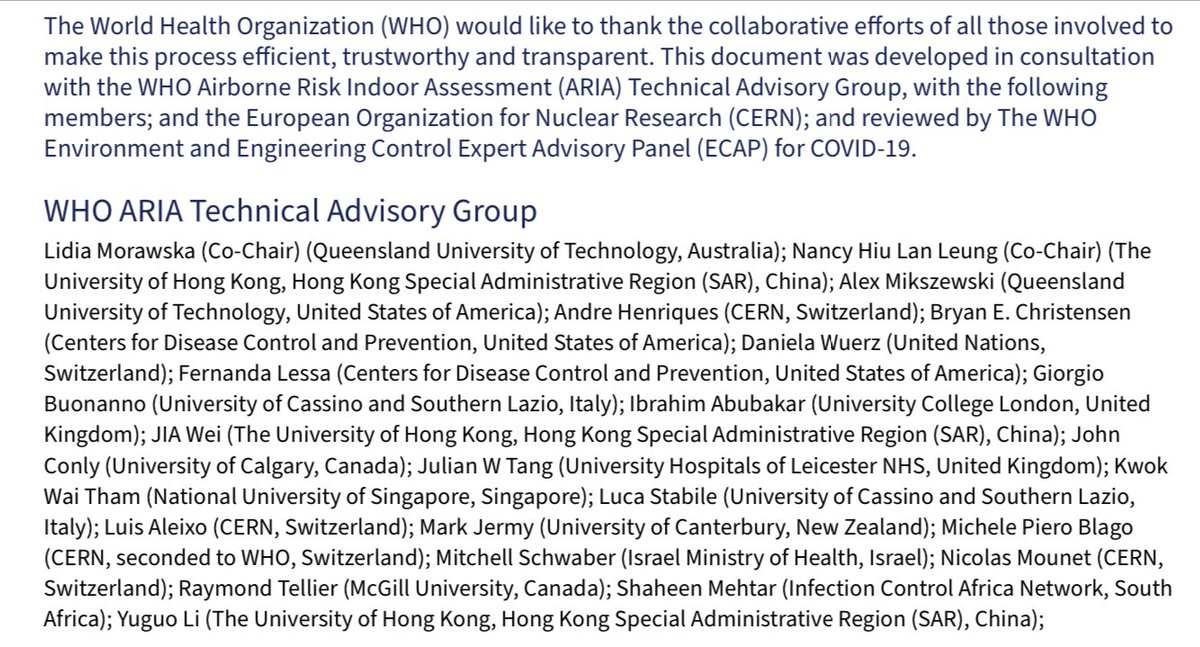 🚨🚨Team #COVIDisAirborne this looks like the real deal @WHO teams embracing reality, & the word AIRBORNE Technical advisory group co-chairs Lidia Morawska & @nancyleung_hk Also Raymond Tellier Julian Tang et al AND 🚨John Conly !! Is this what repentance looks like?