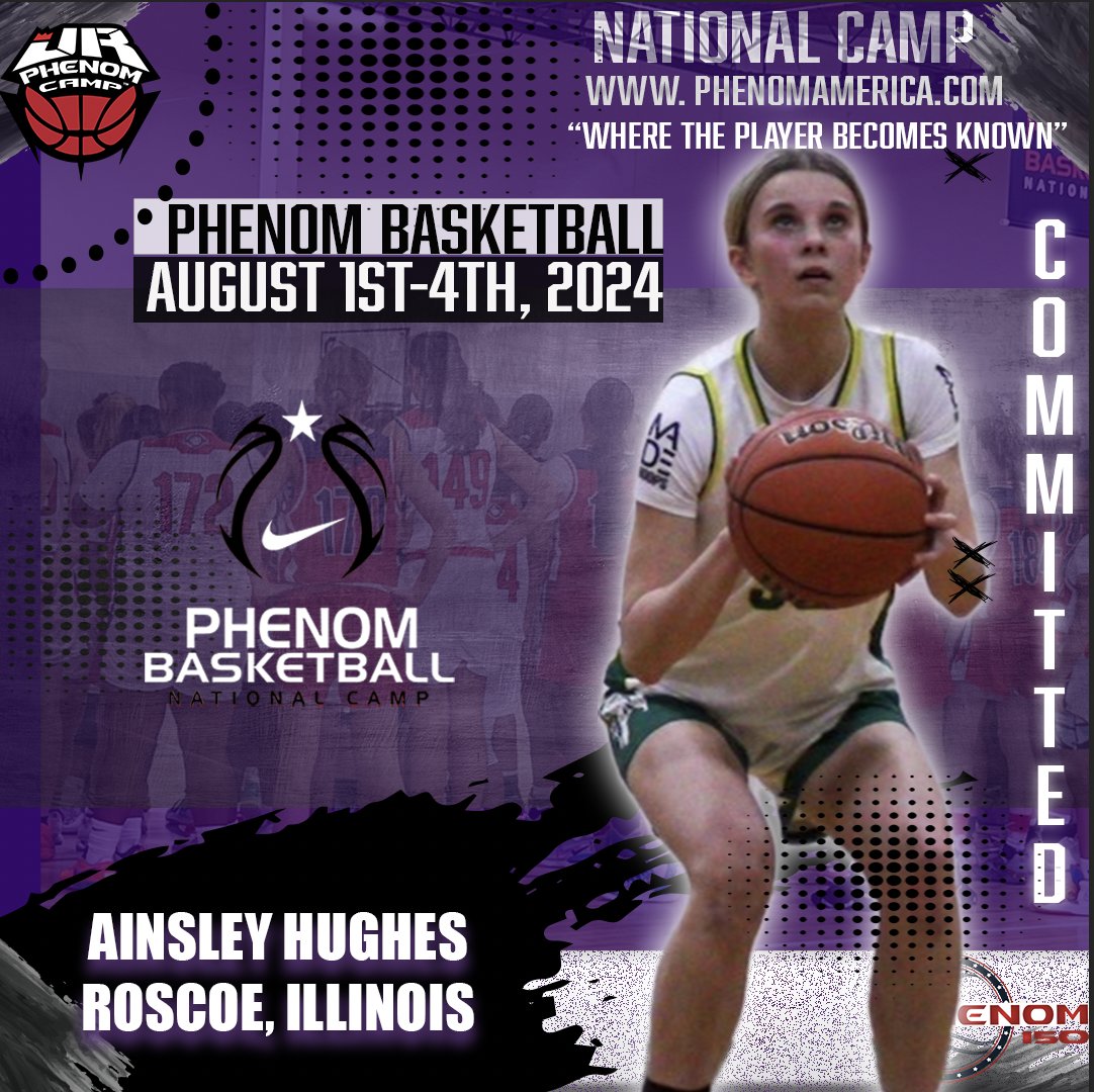 Phenom Basketball is Excited to announce that Ainsley Hughes from Roscoe, Illinois will be attending the 2024 Phenom National Camp in Orange County, Ca on August 1-4! #Phenomnationalcamp #Jrphenom #Phenom150 #Gatoradepartner #wheretheplayerbecomesknown