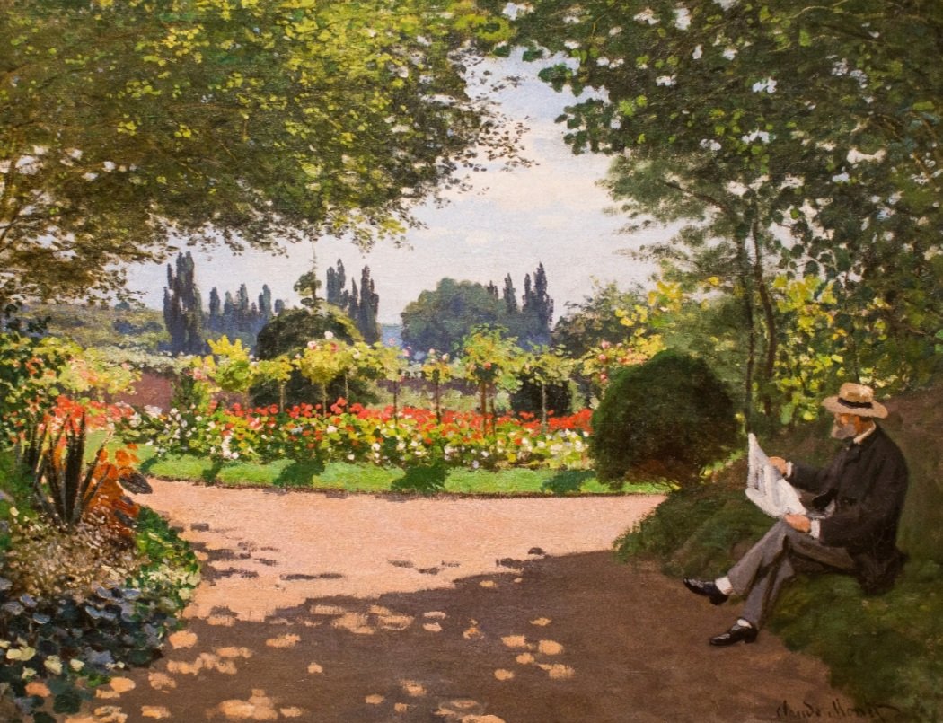 'Adolphe Monet en el jardín de Le Coteau en Sainte' es un óleo sobre lienzo creado por Claude Monet en el año 1866.