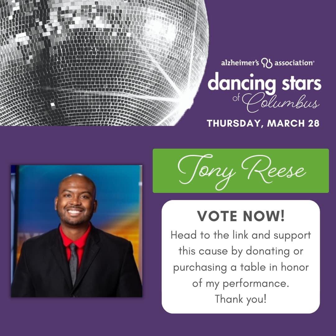 The night is here for Dancing Stars of Columbus! It is not too late to support star dancer @wtvmsports’ @brother_reese, with your donations benefitting @alzassociation. Go to wtvm.com/dance/ now to GIVE to this great cause, on Tony’s behalf. #dancing #alzheimers @WTVM