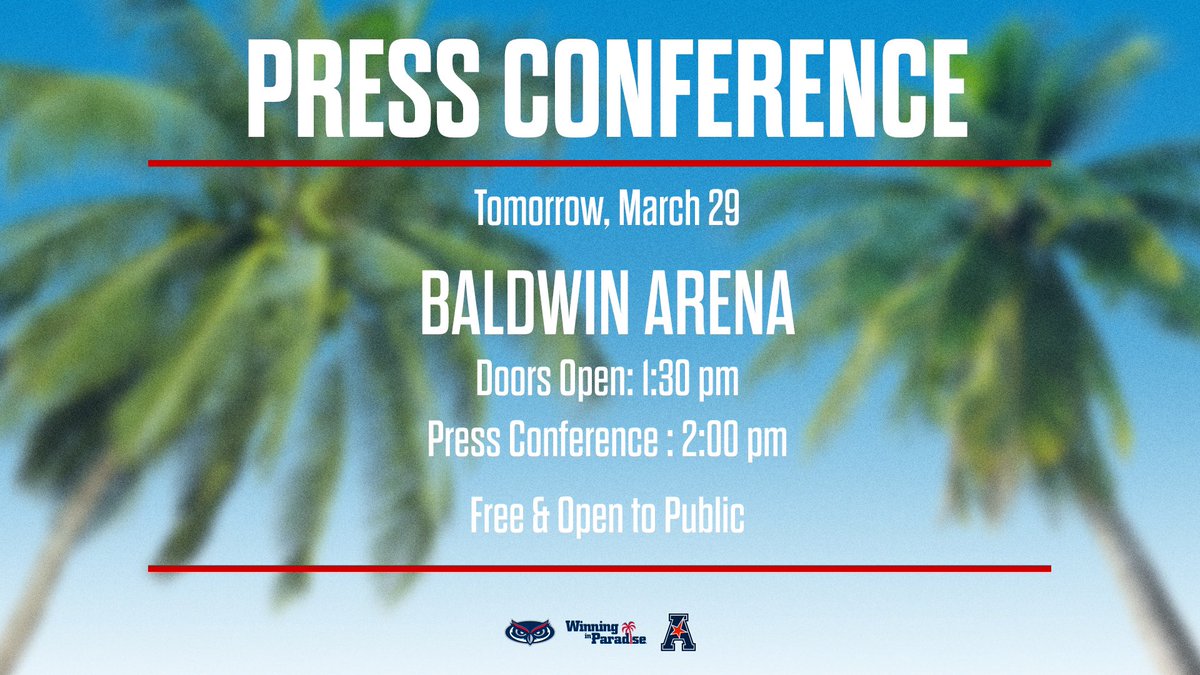 🎙️🏀🌴Join us tomorrow at Baldwin Arena as we welcome Coach Jakus to Paradise! The press conference is FREE and open to the public. Let’s give Coach a warm welcome to Boca‼️