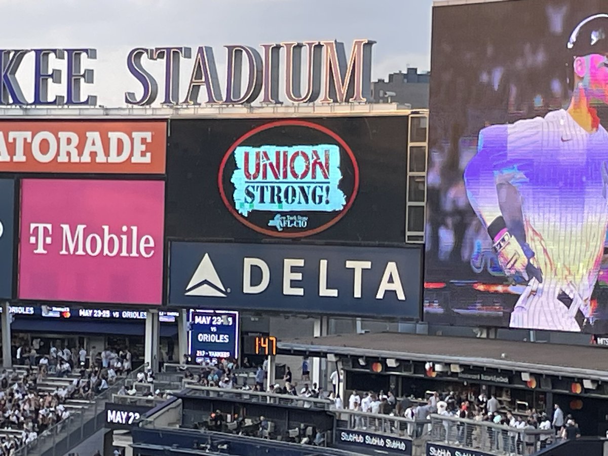 If you’re tuned in on today’s radio broadcast of the @Yankees game, listen for a #UnionStrong message at the top of the sixth inning!