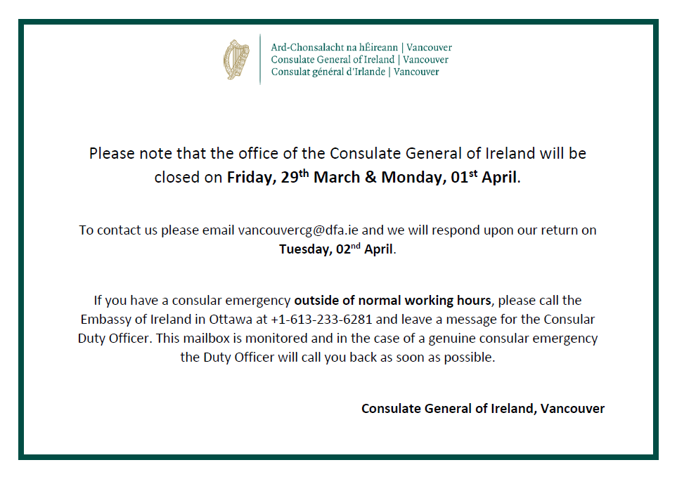 ⚠️Please see below notice from the Consulate regarding office closure.