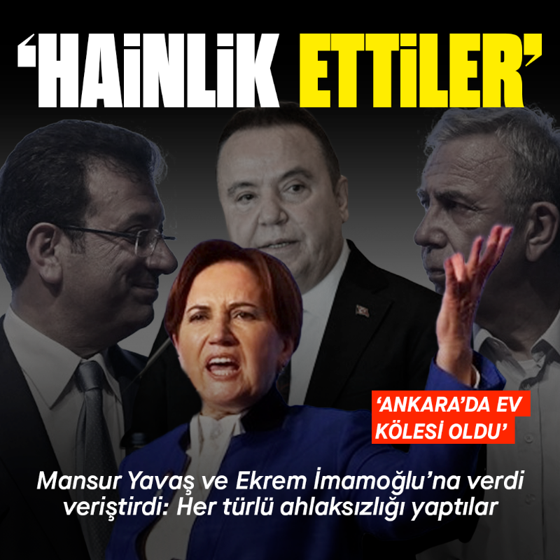 yenisafak's tweet photo. Akşener, CHP’li belediye başkanlarına yüklendi:

▪"Hainlik ettiler, her türlü ahlaksızlığı yaptılar."

▪"Biz onlardan saygı bekledik, onlar bizi parya gördü."

▪"Yavaş, CHP Genel Merkezi’nin ‘ev kölesi’ oldu. O artık tam olarak budur."