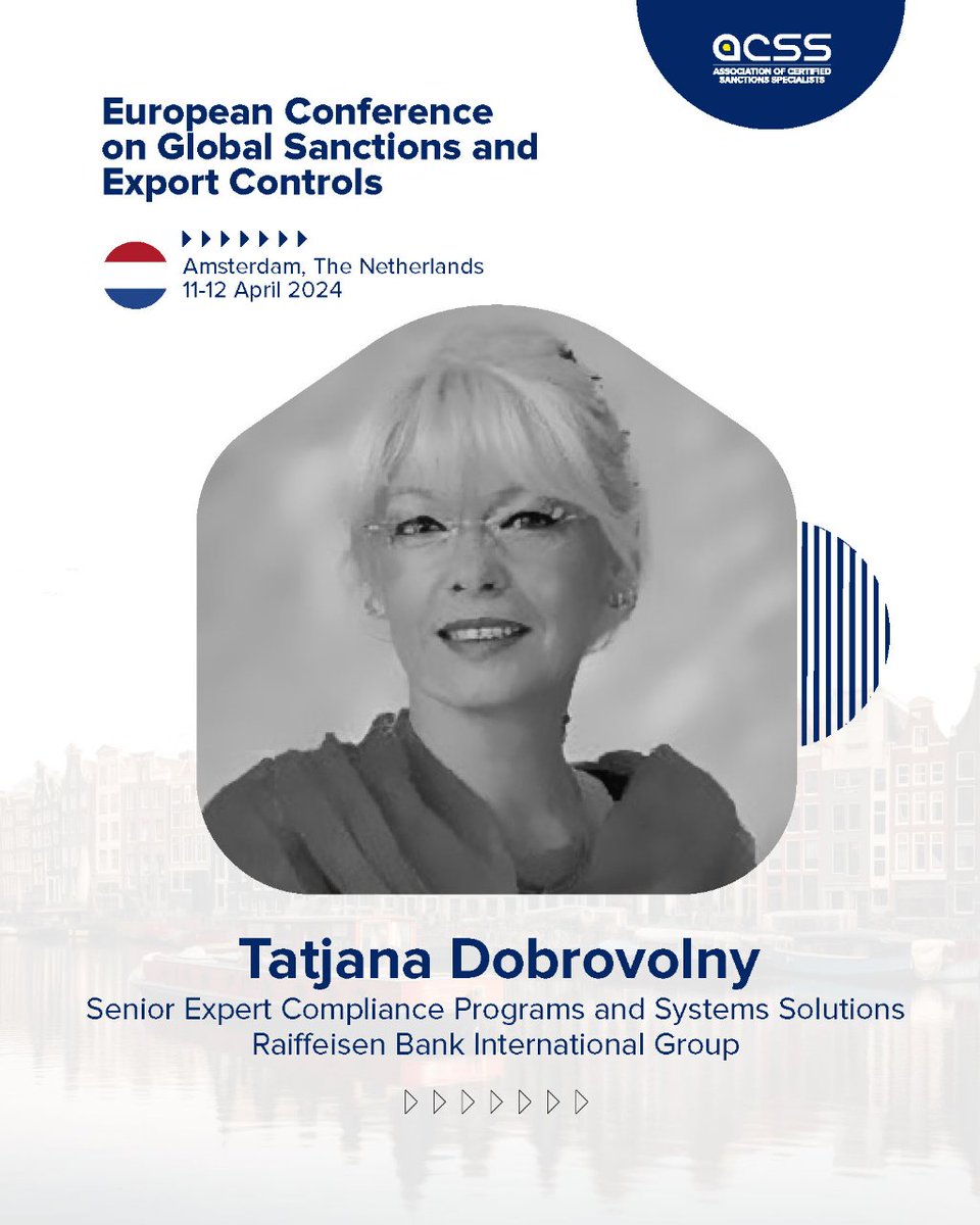 ACSS_Sanctions's tweet image. Join us on April 11-12, 2024, in Amsterdam for a deep dive into the complex global sanctions landscape.
🔗 Register now to secure your spot: 2024euconf.sanctionsassociation.org
#ACSS #ACSSConference #EUConference #ACSSEUConference