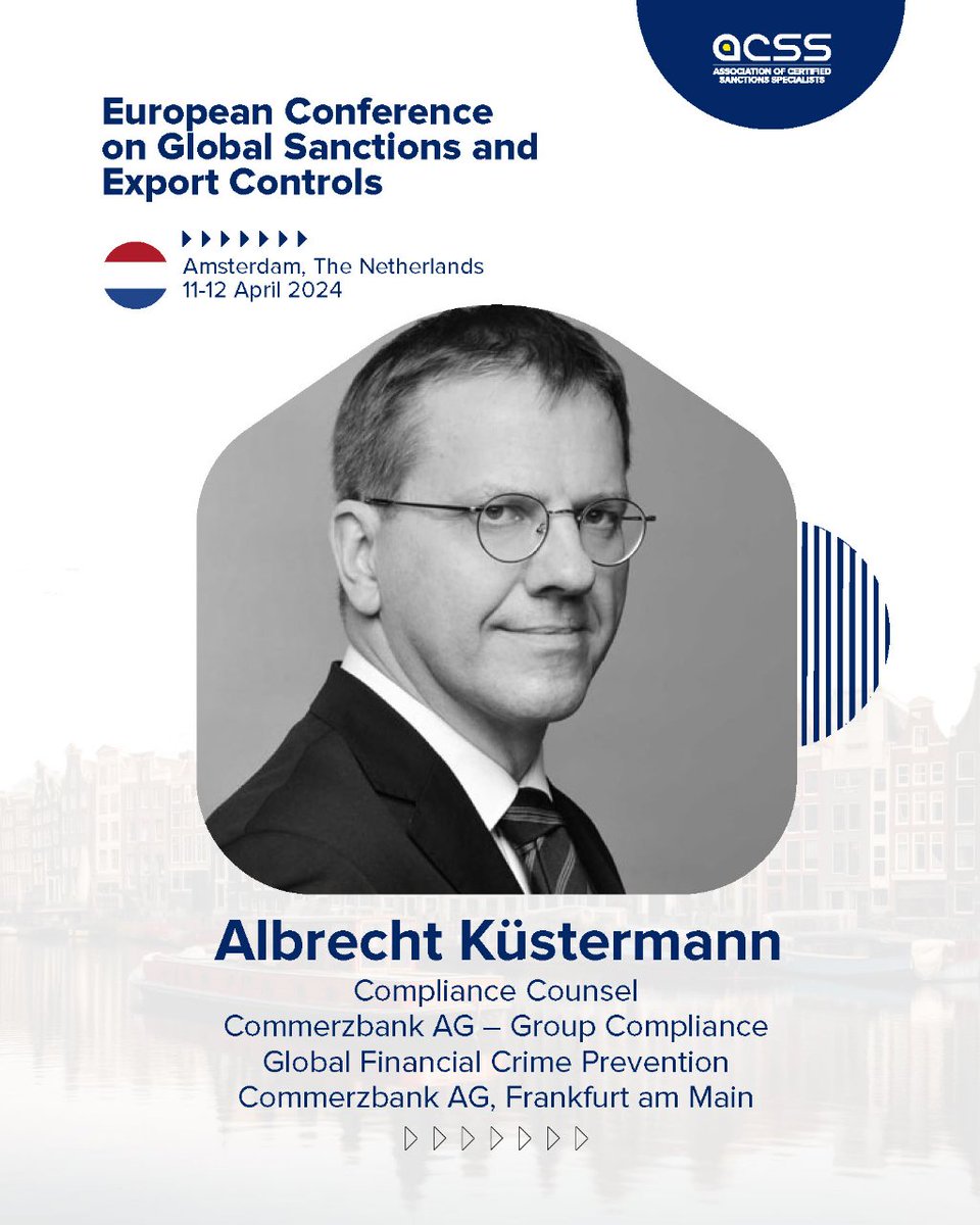 ACSS_Sanctions's tweet image. 🔗 Register now to secure your spot: 2024euconf.sanctionsassociation.org

#ACSS #ACSSConference #EUConference #ACSSEUConference #SanctionsCompliance #ExportControls