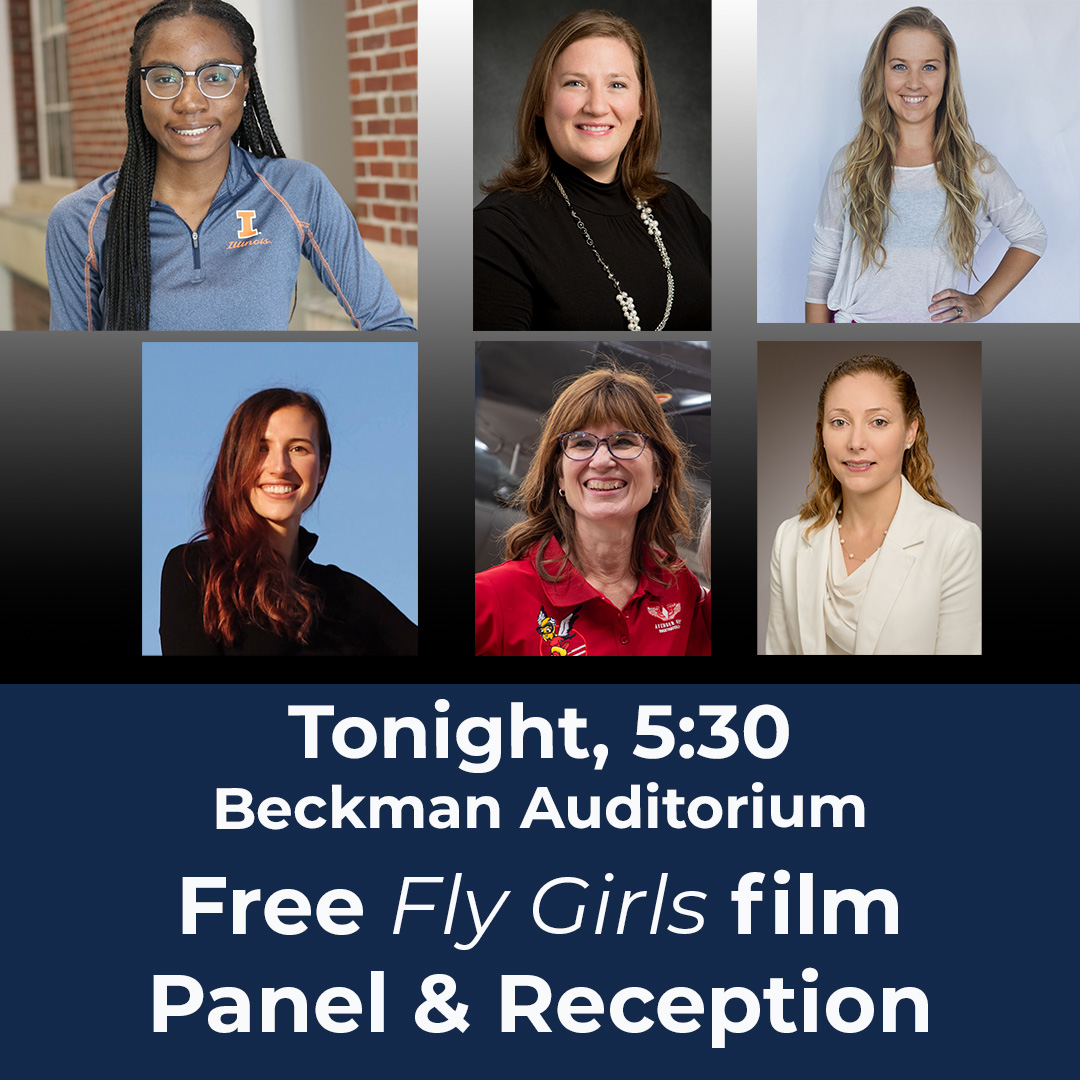 If you're in C-U, join us tonight at 5:30 at the Beckman Institute for free film 'Fly Girls: Breaking Barriers in the Sky,' panel, and reception. Don't worry, plenty of time after to watch the Illinois men's basketball team at 9 p.m. For more, visit aerospace.illinois.edu/news/65023