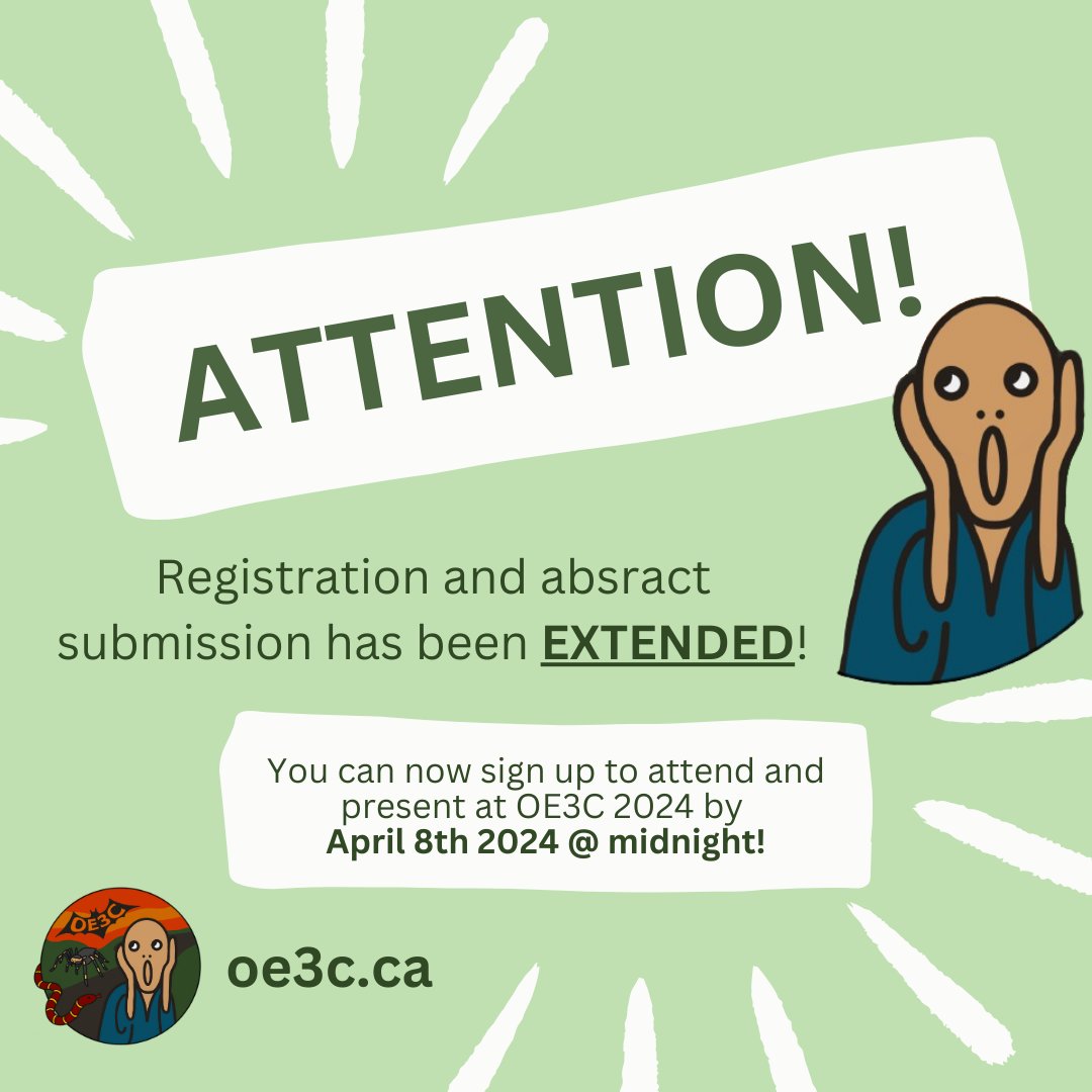 Attention everyone!! The registration and abstract submission for #OE3C2024 has been extended until April 8. Now you can enjoy your long weekend 🎉