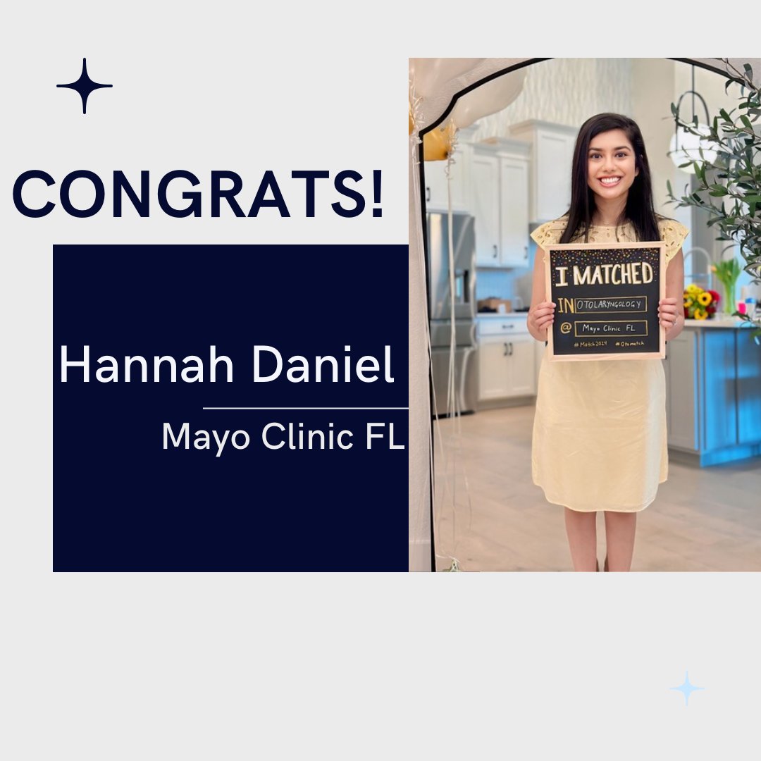Featuring another one of our amazing editors! Congratulations to @hdaniel_med for matching otolaryngology at @MayoClinicENT! #IAMOTO #OtoMatch2024