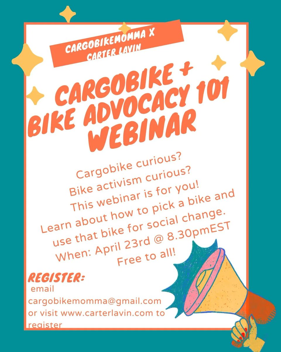 CarterLavin's tweet image. #cargobike RSVP here us02web.zoom.us/meeting/regist…