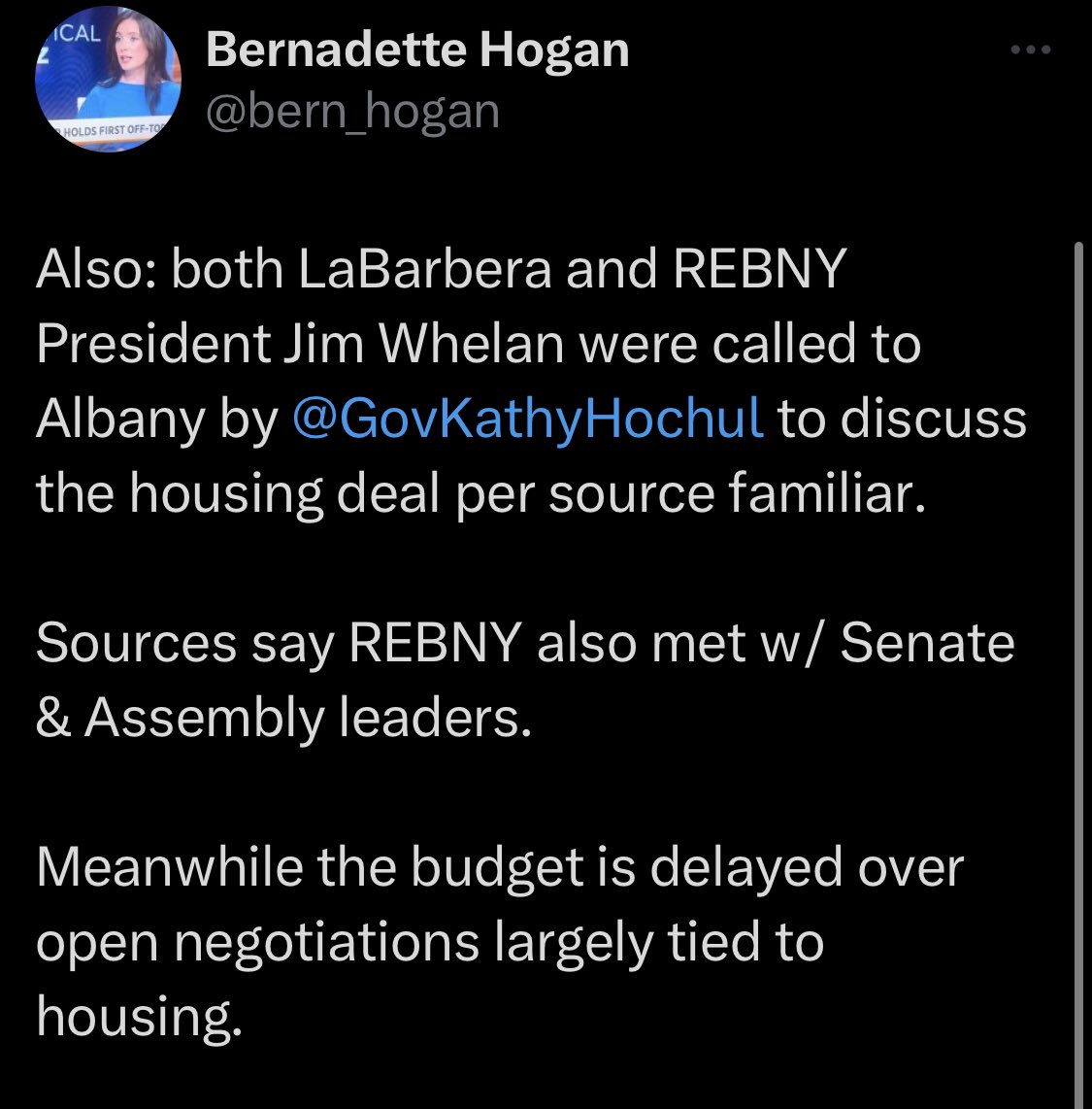 .@GovKathyHochul won’t meet with the largest tenant coalition in the state. But just this week she called up @REBNY to meet with her in Albany.