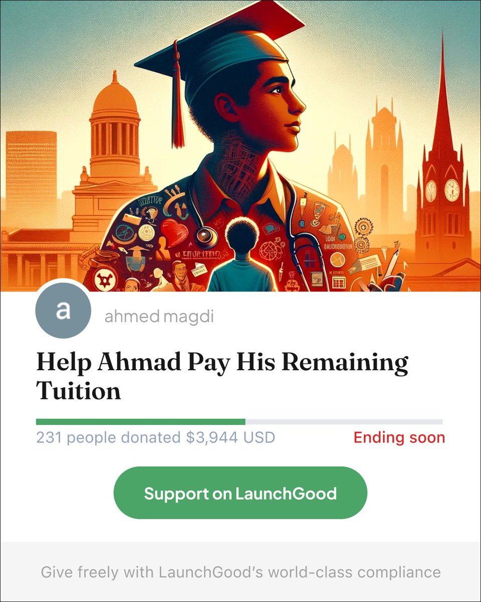 Ahmad is on a mission to advance Public Health globally, and tuition shouldn’t hold back such vital work. Your support could lift the financial strain of education and living costs, allowing him to aid his family in the U.S. and Egypt. Empower Ahmad’s journey to change lives by…