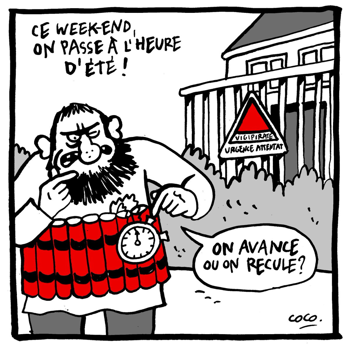 libe's tweet photo. ✏️ «Ce week-end on passe à l'heure d'été !» : le dessin du jour de @cocoboer https://t.co/gri5JmG8Kh