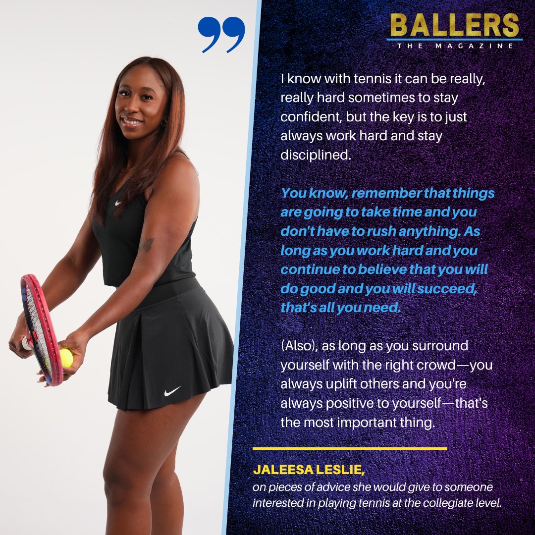 “As long as you work hard and you continue to believe that you will do good and you will succeed, that’s all you need.” - Jaleesa Leslie 🎾✨

Grab your print copy of the edition and read more about Jaleesa’s journey in the industry: theballersmagazine.com/physical-magaz…

#TheBallersMagazine