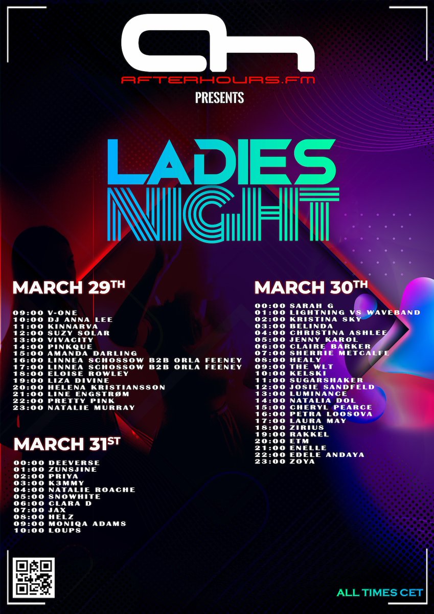 Ladies Night 2024 kicking off tomorrow at 9AM CET do not miss it. #tunein ah.fm/player #trancefamily