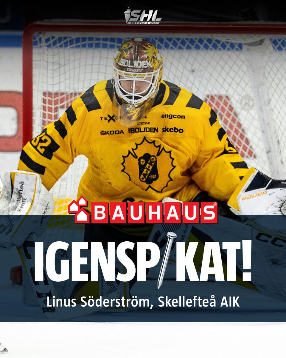 SHLse's tweet photo. Linus Söderströms storform håller i sig. Målvakten spikade igen fullständigt när @skelleftea_aik säkrade semifinalplatsen!🔥🔨
#LHCSKE #SHL #twittpuck #svsshl #ishockey https://t.co/RbfMtYsyOz