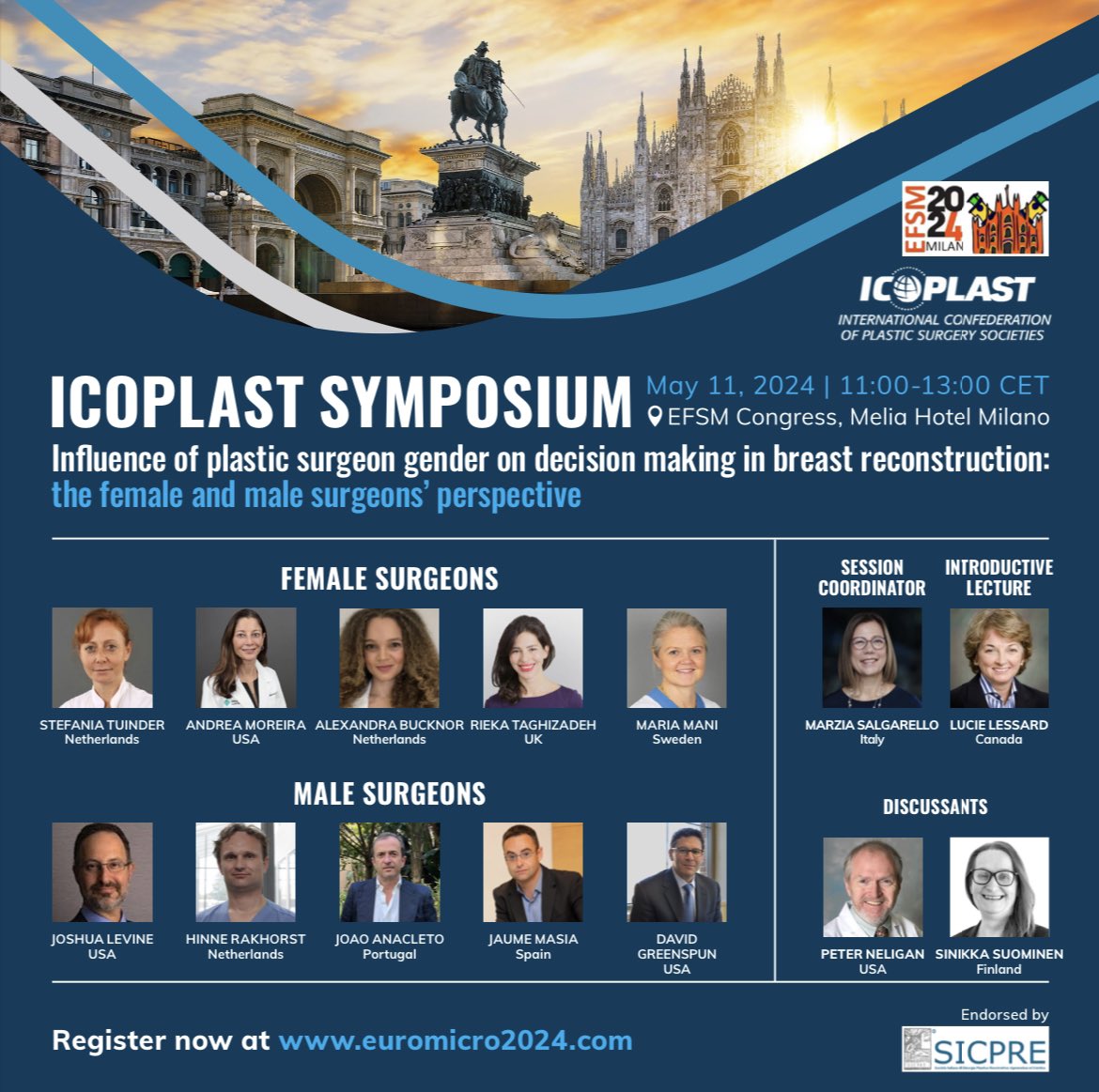 ICOPLAST Symposium on breast recon 
May 11st, 2024
Coming soon!
