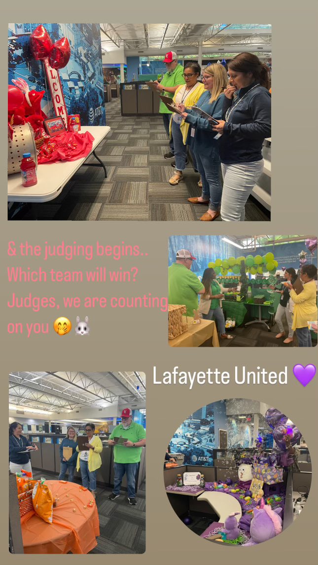 PATRICE BABINEAUX (@patrice_bab22) on Twitter photo As we prepare for the Easter weekend our people showed out Lafayette style!! Easter color theme basket contest on deck!! 💜💙💚🧡❤️🤎🩷💛
We went to the EGG-streme baby!! 🐣🐇HAPPY EASTER!! #MBCGoodStuff
#LifeAtATT <a href="/TLRashad4/">Tiwanda Rashad</a> @mbcgoodstuff <a href="/ATT/">AT&T</a> <a href="/411MikeP/">Michael Patenaude</a> As we prepare for the Easter weekend our people showed out Lafayette style!! Easter color theme basket contest on deck!! 💜💙💚🧡❤️🤎🩷💛
We went to the EGG-streme baby!! 🐣🐇HAPPY EASTER!! #MBCGoodStuff
#LifeAtATT <a href="/TLRashad4/">Tiwanda Rashad</a> @mbcgoodstuff <a href="/ATT/">AT&T</a> <a href="/411MikeP/">Michael Patenaude</a>
