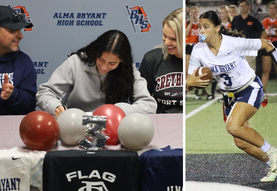 Last year, MCPSS offered flag football for the first time as an AHSAA-sanctioned sport. Today, <a href="/almabryanths/">Alma Bryant HS</a> senior Brooklyn Delgado became the first student-athlete in the county to earn a scholarship in the sport, as she signed with Fort Scott CC in Kansas. #AimForExcellence