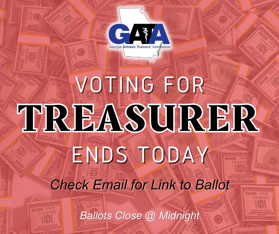 TODAY is the Last Day to cast a vote for GATA Treasurer! Check your email for a link to the ballot. #gATa