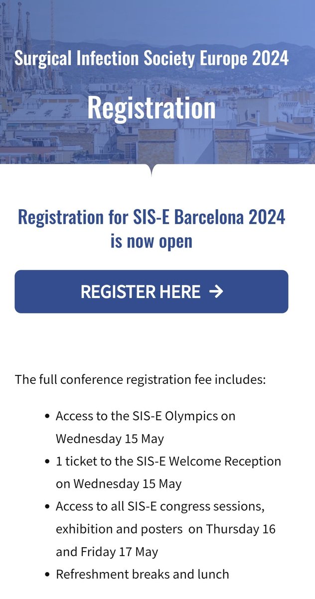 #SISE2024 in Barcelona is fast approaching! 🔜 Are you ready??
👉check out our programme with a wide variety of topics covering many aspects of #surgicalinfections &🔝speakers 
👉#SISEOlympics resident's workshop & prizes🏆🏅
👉networking & social program 
✅️Join us 15-17 May‼️