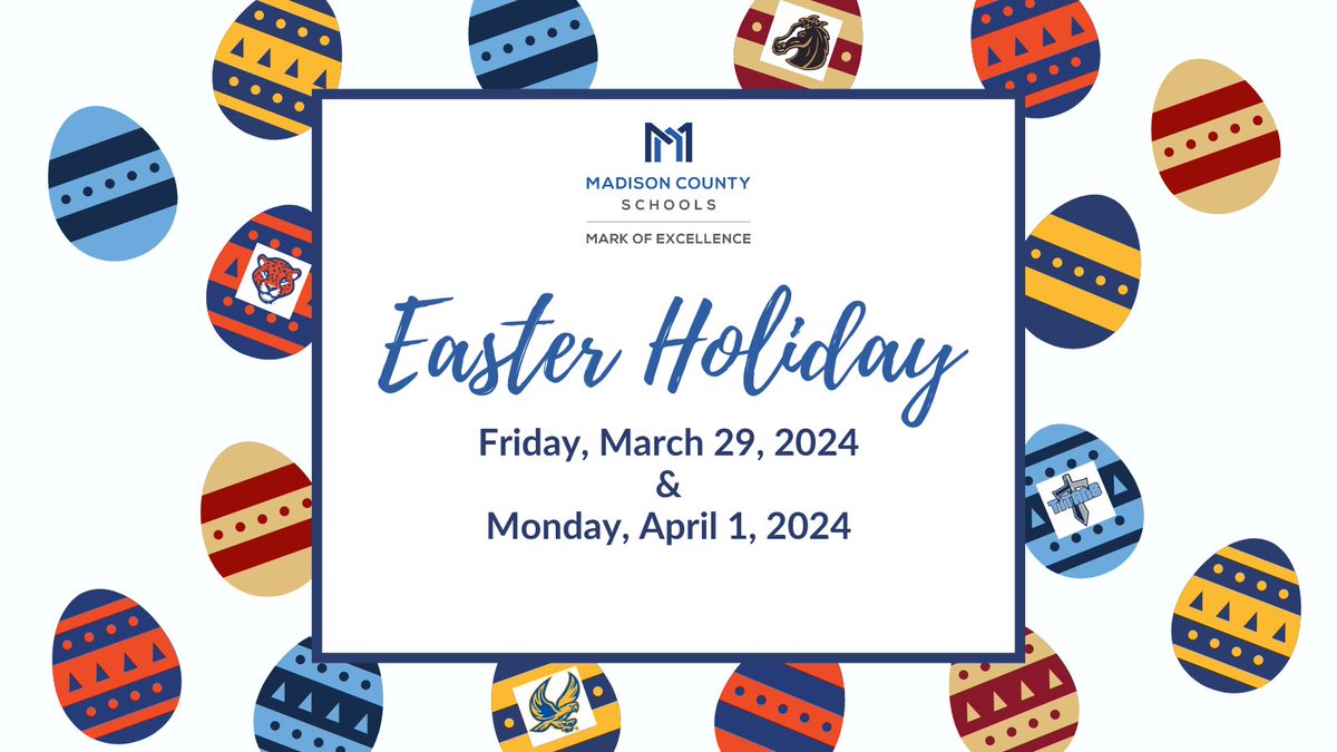 Have a wonderful Easter Holiday, MCS family! We look forward to seeing students back in class on Tuesday. #MarkOfExcellence #MovingTheMark #CreateCollaborateCommunicate