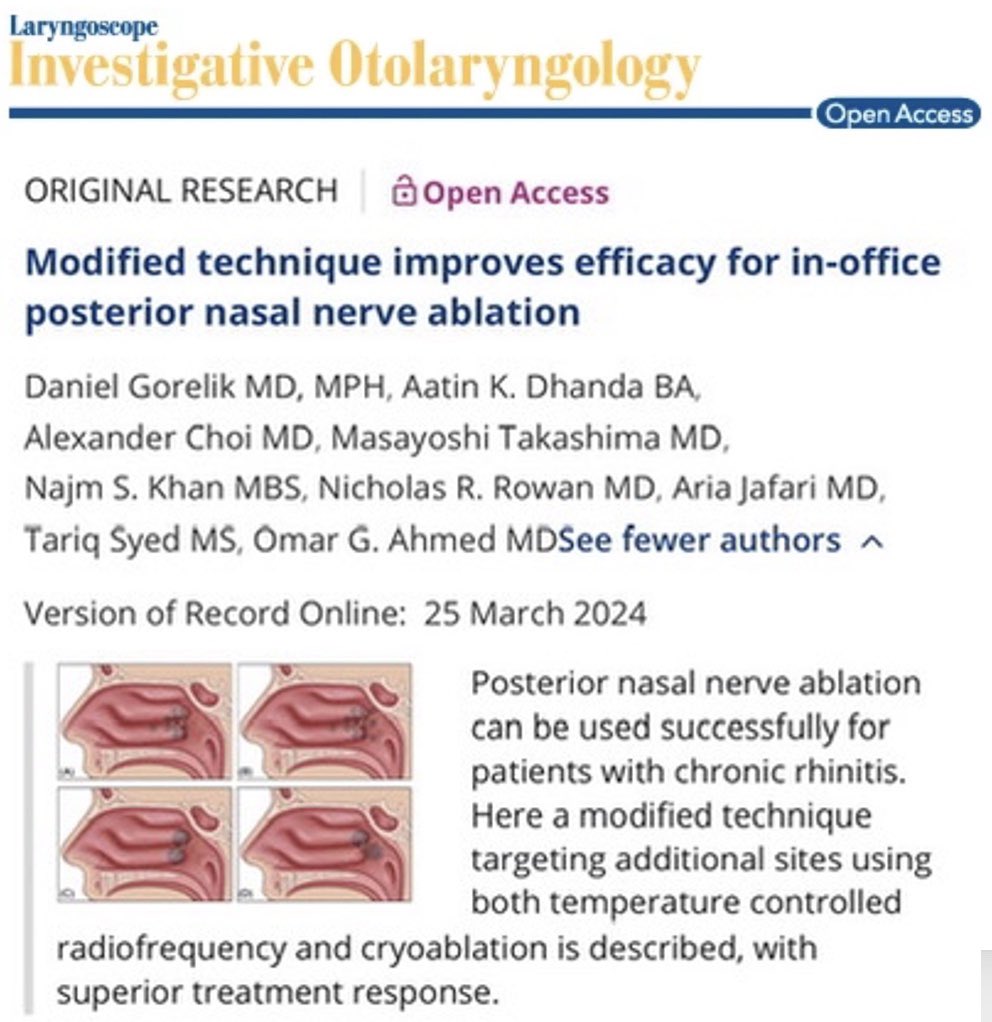 Another multi-institutional study led by our Department, working with Johns Hopkins and UW looking at ways to improve the treatment for chronic rhinitis. onlinelibrary.wiley.com/doi/10.1002/li…