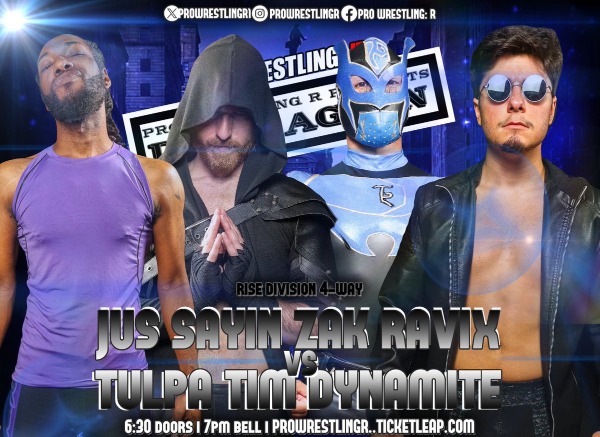 #RISE Division 4-Way Match ProWrestling:R presents ‘Do It Again’ Pine Grove Civic Association 827 Jersey Avenue Gloucester City, NJ Wednesday April 3, 2024 Doors open at 6:30PM 7PM Bell Time. 🎟️- prowrestlingr.ticketleap.com/doitagain/ Use code #MANIAXL at checkout #ManiaWeek
