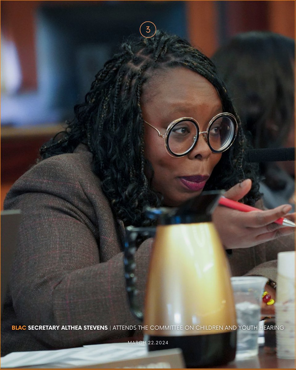 👶 Council Member and BLAC Secretary Althea Stevens attends the Committee on Children and Youth. Friday, 3/22 Remember always that the BLAC works for New Yorkers at the @nyccouncil. 🖤🧡