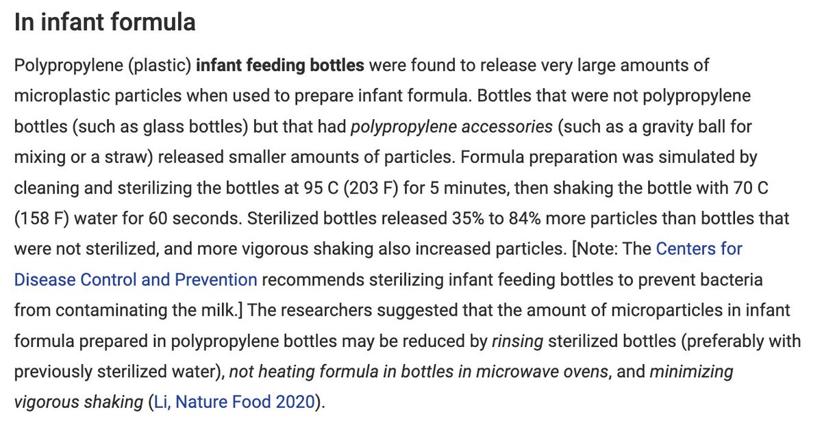 Baby Bottle Feeding: MicroPlastics BREAST IS BEST. If you are bottle feeding, make sure to triple rinse in cold water the plastic accessories (nipple, shake ball) post sterilization and never heat in microwave. Sterilization and shaking the bottle to prepare the formula…
