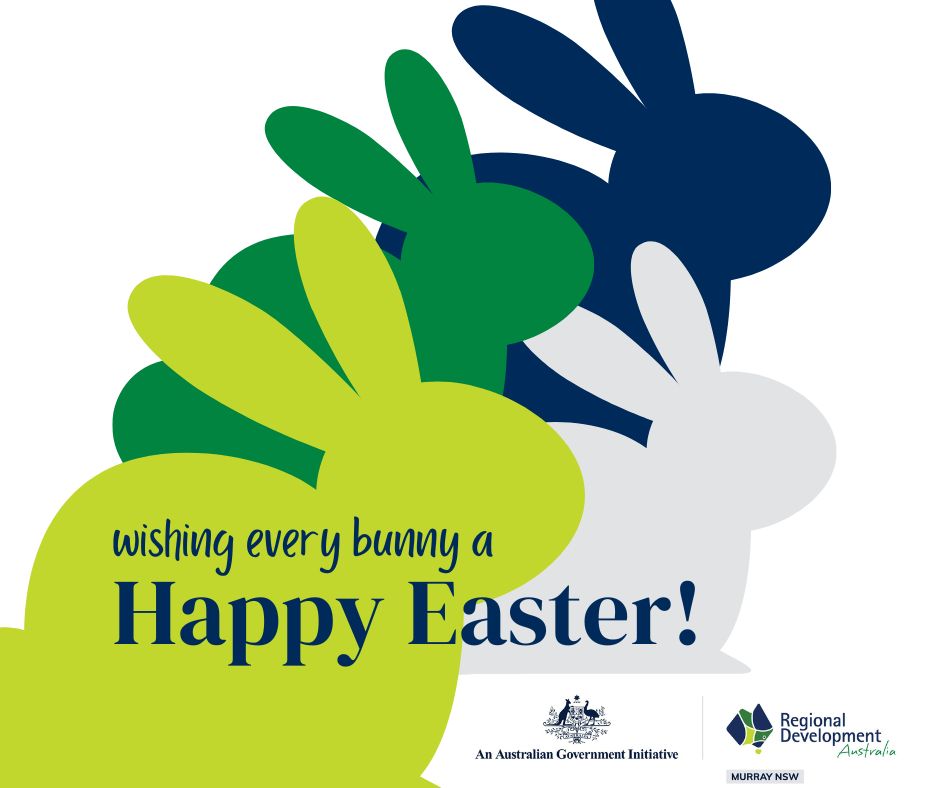 RDA Murray would like a wish an 'egg-stra' special, very 'hoppy' Easter to all those who celebrate. The RDA Murray office will be closed on Good Friday and Easter Monday, reopening at 9am on Tuesday 2 April 2024. We hope you all have an 'egg-cellent' Easter.