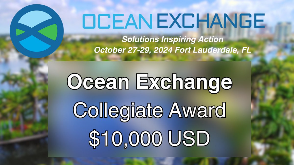 ✨ The Ocean Exchange Collegiate Call for Solutions 2024 is underway! ✨ This $10,000 USD award is given to the solution that advances our understanding of the ocean and helps minimize our impact on these resources. 📅 Deadline: Sept 24 | 11:59 PM GMT hubs.ly/Q02qYvD80