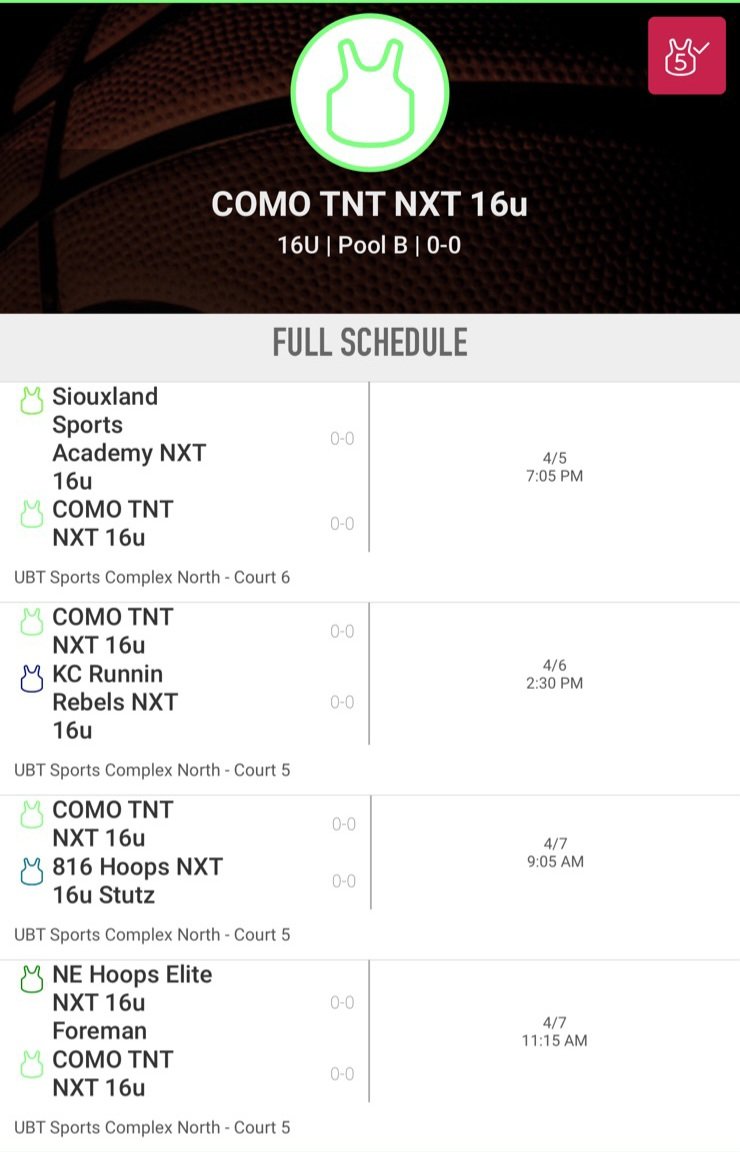 TNT 16u Black Schedule next week starts our journey! Nebraska, here we come!!! No weekends off!!!