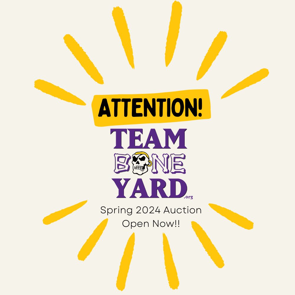 🗣️ TEAM BONEYARD SPRING 2024 AUCTION IS HERE!!! 🏴‍☠️ Team Boneyard is thrilled to announce JUST SOME of the exclusive experiences we are offering around this years Spring Football game and beyond! 🤝 🏈🏀⚾️ 👀 JUST A PEEK AT THE BOOTY: - Sideline pregame in Dowdy-Ficklen🏟️ - Kick…