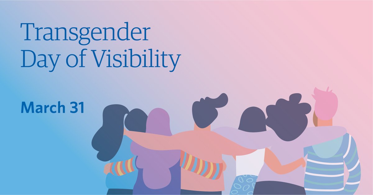 March 31 is International Transgender Day of Visibility, an intentional opportunity to celebrate and recognize the valuable contributions of trans community members – and reflect on how we can all contribute to trans inclusion. Find events and resources: bit.ly/3IWSQZh