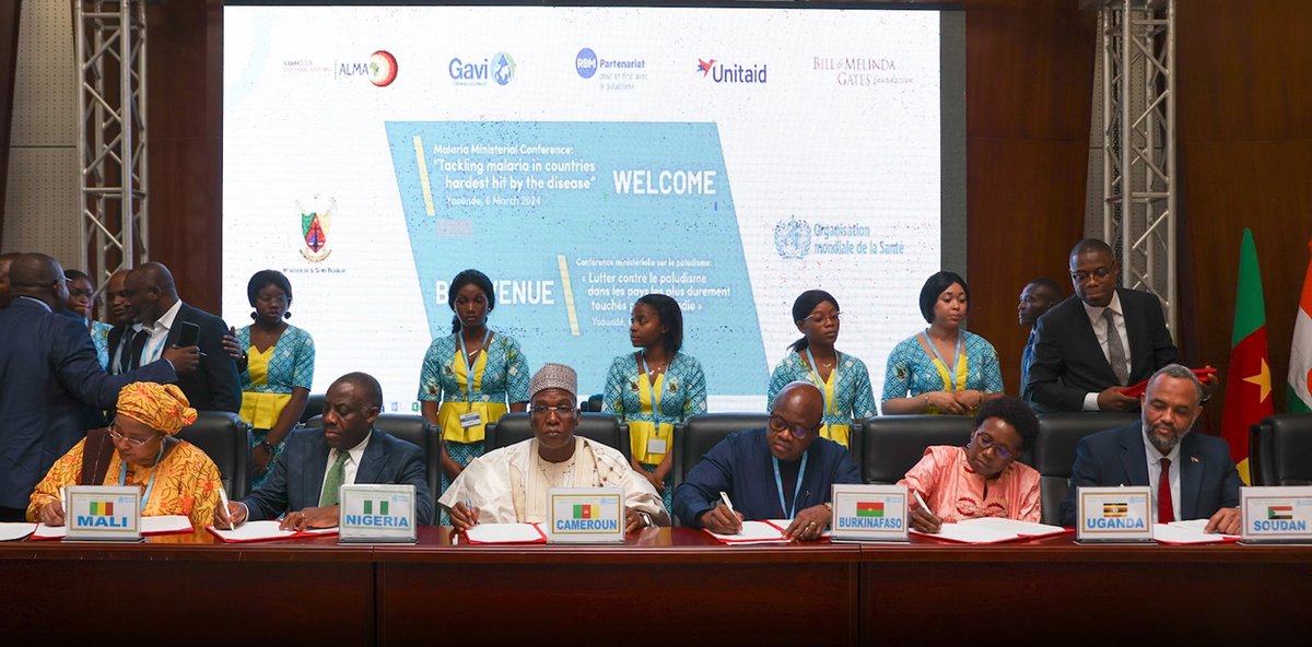 African Ministers of Health from some of the countries hardest hit by #malaria have signed the Yaoundé Declaration. Hear from Ministers and partners about this milestone moment in the fight against malaria: ➡️shorturl.at/pK138 @DrTedros @MoetiTshidi @PMIgov @endmalaria