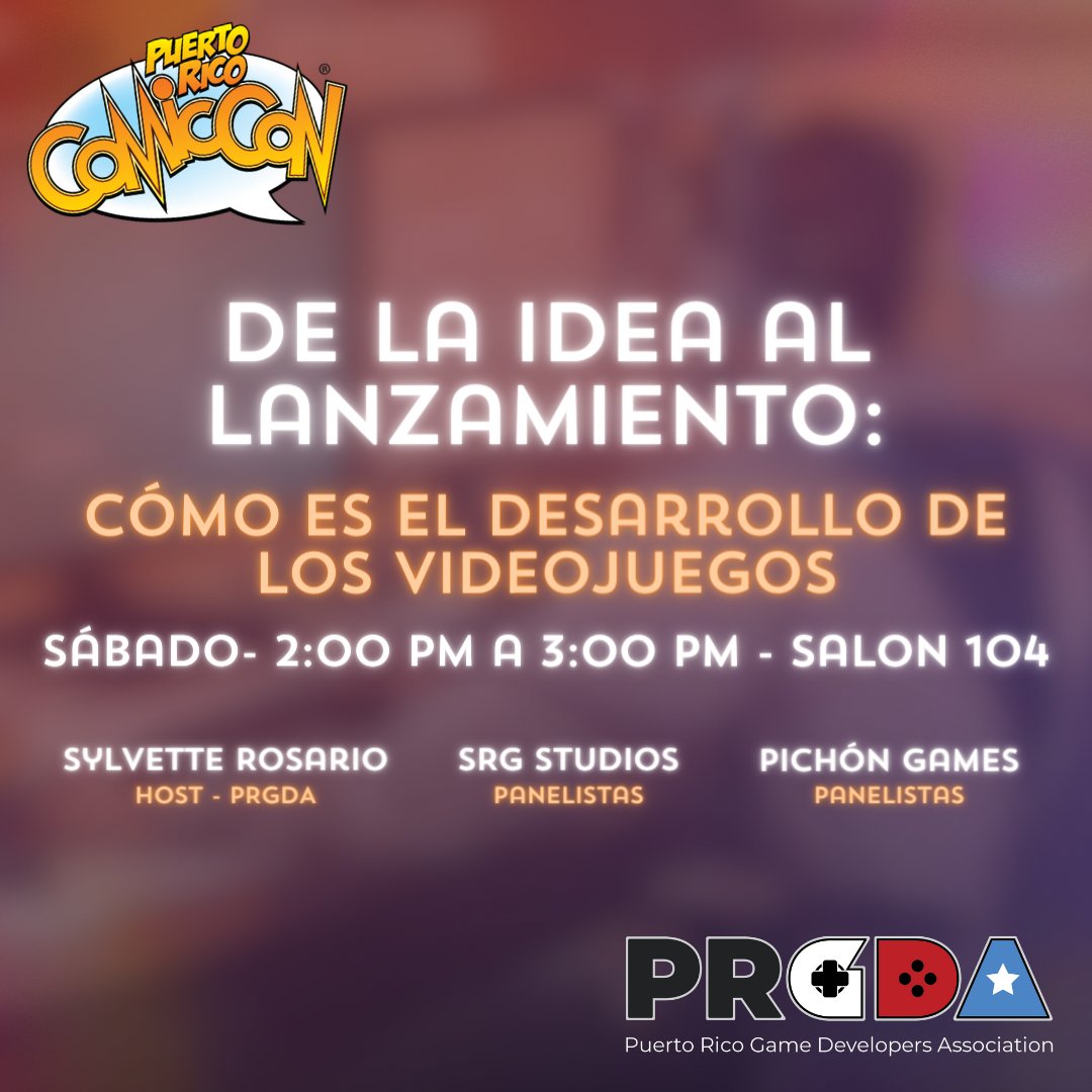 Puerto Rico Game Developers Association (PRGDA) (@prgamedevs) on Twitter photo ¿Vas para <a href="/PRCOMICCON/">PR COMIC CON</a> este fin de semana? ¡No te pierdas de nuestros paneles sobre la industria y el desarrollo de videojuegos! 😍
Más detalles sobre los paneles en este thread. 🧵 ¿Vas para <a href="/PRCOMICCON/">PR COMIC CON</a> este fin de semana? ¡No te pierdas de nuestros paneles sobre la industria y el desarrollo de videojuegos! 😍
Más detalles sobre los paneles en este thread. 🧵