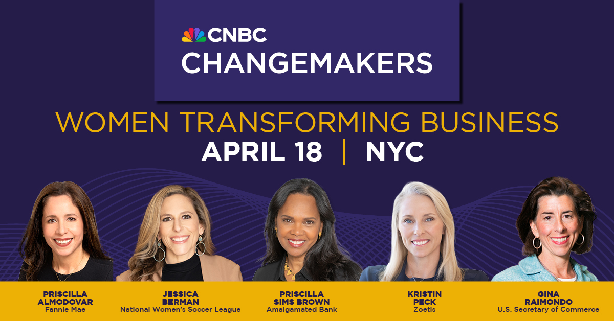 APRIL 18👉 Meet the women who are reshaping business and redefining leadership at the #CNBCChangemakers Summit in NYC! Conversations led by CNBC anchors will showcase stories of overcoming obstacles and provide actionable ideas to achieve change. MORE: bit.ly/49zjzaa